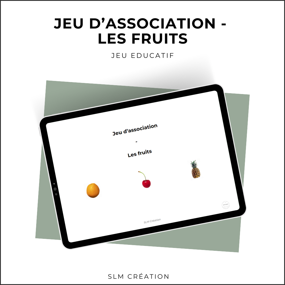 Jeu d'association - Les fruits - 6 images
