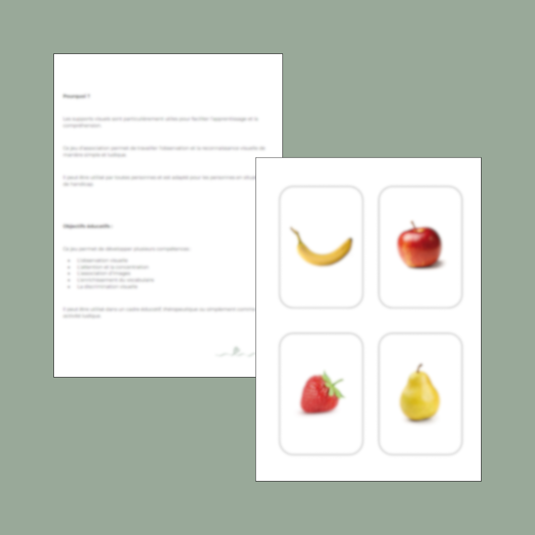 J'observe et j'associe - Les fruits